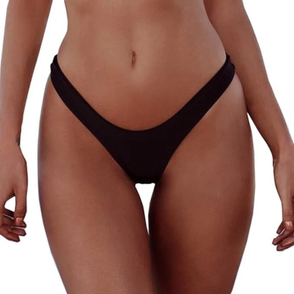 SherryDC Women's S Sexy Cheeky Thong Brazilian Cut Low Rise High Leg Bikini Bot
